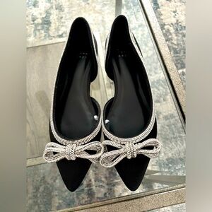 Brand new rhinestone bow flats